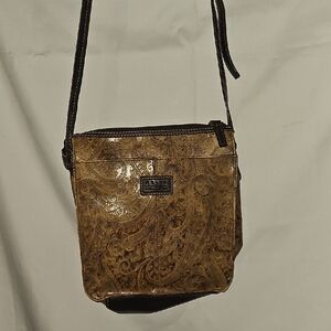 Brown Embossed Crossbody Bag